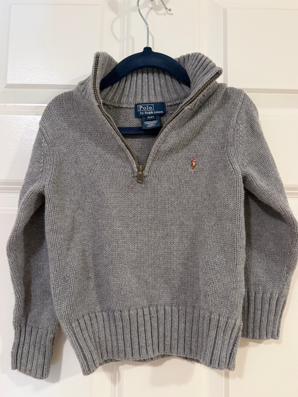 Polo by Ralph Lauren Men's Light Gray Quarter-Zip Knit Sweater